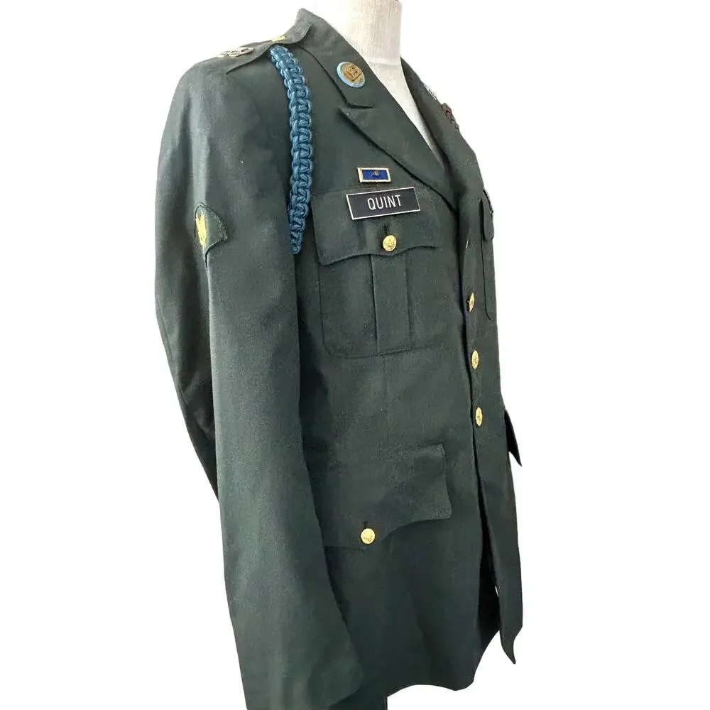 US Army Class A Green Dress Jacket 40R Specialist 7th Infantry Medals Pins Named